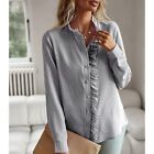 Elegant Lace Splicing Blouse Shirt with Button Up Design - Pack of 3
