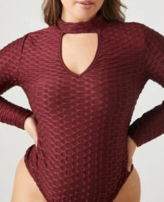 Body Forever 21 Borgoña Recorte Cuello Simulado Texturizado Parte Inferior Descarada 3X, 22/24 Foto 1 de 4
