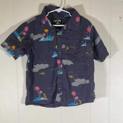 Billabong x Dr. Seuss Lorax Island Short Sleeve Boys Shirt  7 XL Charcoal/Navy - Image 1 of 4