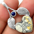 Heart Natural Maligano Jasper & Lapis 925 Sterling Silver Pendant Jewelry P-1416