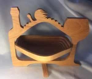 Woodgit Collapsible Wooden Basket Wine Bottle And Glass - Picture 1 of 5