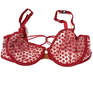 NEW Victorias Secret 32DD Unlined Demi Bra Solid Red Starburst Front Close #3239 - Picture 1 of 6