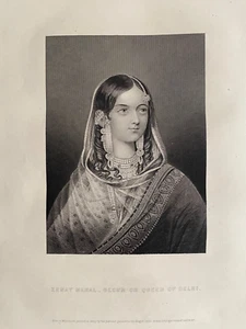 1859 Antique Print; Portrait Zeenat Mahal, Begum / Queen of Delhi - Picture 1 of 2