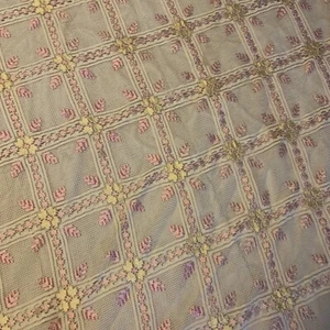 "Cubrecama vintage con cinta de broche de red Queen 103 x 80"" rosa amarillo floral" - Imagen 1 de 14