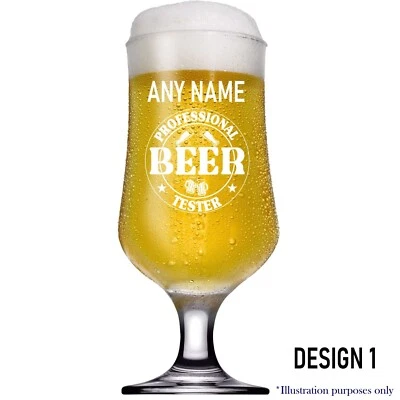 ENGRIV Personalised Engraved Glass 385ml Stemmed Beer Glass Birthday Wedding Gift