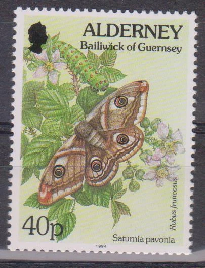 GB ALDERNEY 1994 Flora & Fauna Definitives 40p Empoeror Moth SG A74 MNH INSECTS - Image 1 of 1