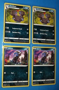 2x Zweilous 109/189 & 2x Deino 108/189 Pokemon card SWSH Darkness Ablaze NM - Picture 1 of 1