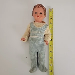 Antique Older Doll Plastic Hard Plastic11" Knitted Outfit Unmarked - Picture 1 of 3