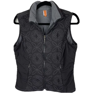Lucy Womans Embroidery Full ZIp Vest Gray Size Small Lined Zip Pockets - Picture 1 of 11