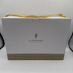 Set of 3 Luminara Flameless Battery Pillar Gold Candles with Remote Moving Flame - Picture 1 of 7