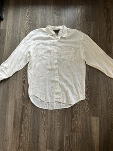 Vintage Eddie Bauer weißes Leinen Button Down Hemd Gr. M klassisch Coastal Beach 90er - Bild 1 von 8