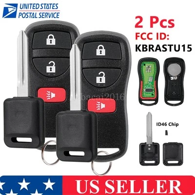 2 For 2007 2008 2009 2010 2011 12 Nissan Pathfinder Remote Control Key Fob + Key - Image 1 of 4