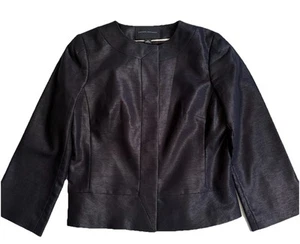 Banana Republic Women’s Navy Cotton Blend Collarless Jacket Sz 6 Holiday Party - Picture 1 of 23