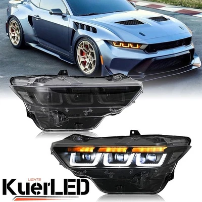 For 2024 2025 2026 Ford Mustang Pair of Full LED Headlight w/Sequential Lamps - Image 1 of 4