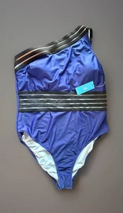 NWT Cupshe Navy Blue One Piece Swimsuit Size XLarge One Strap Mesh Cut Out - Picture 1 of 11