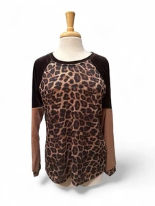 Entro Damen Mixed Media Leopardenmuster Top Größe Medium Neu - Bild 1 von 10