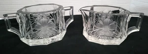 Vintage Heisey Glass Intaglio Cut Daisy Sugar & Creamer Set - Picture 1 of 6