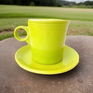 Fiesta LEMONGRASS Ring Handle Coffee Mug & Matching Saucer RETIRED Fiestaware - Picture 1 of 8