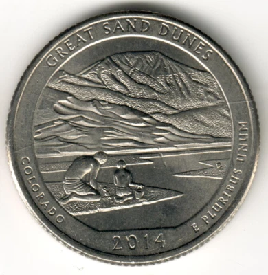 USA - 2014P - Washington ¼ Dollar - Great Sand Dunes - Low Mintage - #8202 - Image 1 of 2