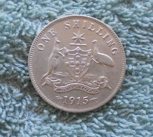 #BK. QUALITY 1915 AUSTRALIAN STERLING SILVER SHILLING COIN - Bild 1 von 2