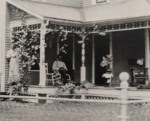 c 1910 RPPC Beach City Ohio Homestead Porch Fence Yard Brick Road - Picture 1 of 4