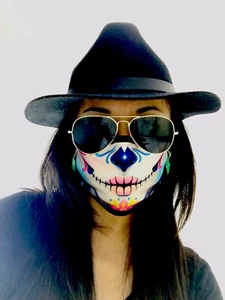 2ea Sugar Skull Sexy Unisex Doppellagige Gesichtsmaske Wiederverwendbar Waschbar Bezug Tuch - Bild 1 von 6
