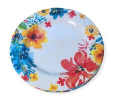 4 Pier 1 One Import Melamine Watercolor Floral Dinner Plates 11" Blue Yellow Red
