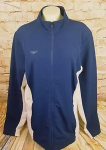 Speedo Warm Up Jacket Swimming Polyester Full Zip Women Size M Blue/White - Picture 1 of 7