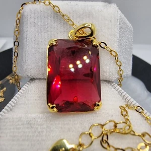 Ruby Viking 14K Gold VVS Pendant 925 Sterling Silver 45cm 18 inch Chain Gift UK - Picture 1 of 3