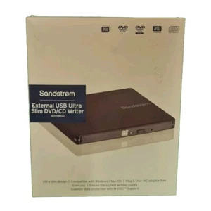 Sandstrom - External USB Ultra Slim DVD/CD Writer - BLACK - SEDVDBK22 ⭐️⭐️⭐️⭐️⭐️ - Photo 1/2