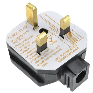 NEW BLACK Permaplug 13 Amp 230V UK 3 Pin Heavy Duty Rubber Body Rewirable Plug - Picture 1 of 3
