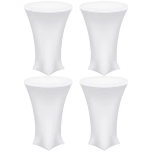 4pcs Cocktail Tablecloth 32" x 43" Spandex Stretch Table Cover White - Picture 1 of 8