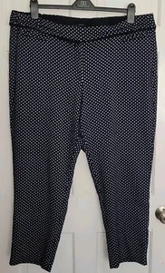 LANE BRYANT navy Blue Polka Dot Cropped Poly Stretch THE ALLIE Pants 28W - Picture 1 of 8