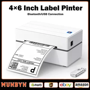 MUNBYN stampante termica 4x6 Bluetooth spedizione etichette stampante per Android iOS PC - Foto 1 di 10