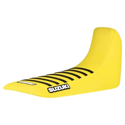Cubierta de asiento Suzuki DR 650 S 1992-1995 AMARILLO BRILLANTE con costillas negras logotipo #444 Foto 1 de 4