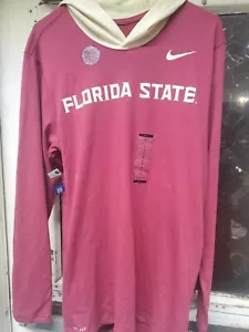 Florida State Seminoles Dri FIT Mens Long Sleeve Hooded Shirt Marron size Small - Picture 1 of 11