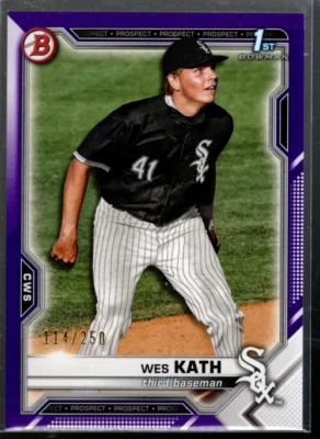 A9782- 2021 Bowman Draft Purple #BD43 Wes Kath /250 - NM-MT - Image 1 of 2