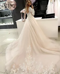 Glitzertüll Spitze Brautkleid Hochzeitskleid 34 36 38 40 42 44 46 48 Langarm - Bild 1 von 7
