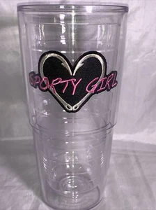 Sporty Girl Black Heart Fish Hooks Tervis Tumbler Lightly Used 24oz - Picture 1 of 6