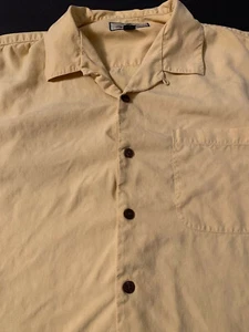 Tommy Bahama Hawaiian Camp Silk Shirt L Large Yellow Cruisewear Vacation - Picture 1 of 4