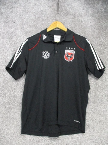 Vintage Adidas 2008 D.C. United Polo Shirt Mens M Black Volkswagen Cover