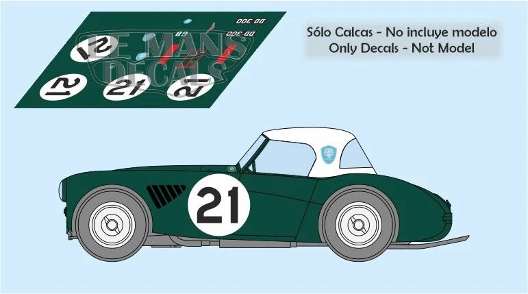 AUTOCOLLANTS LE MANS Autocollants Austin Healey 3000 Le Mans 1961 1:32 1:43 1:24 1:18 fente calques