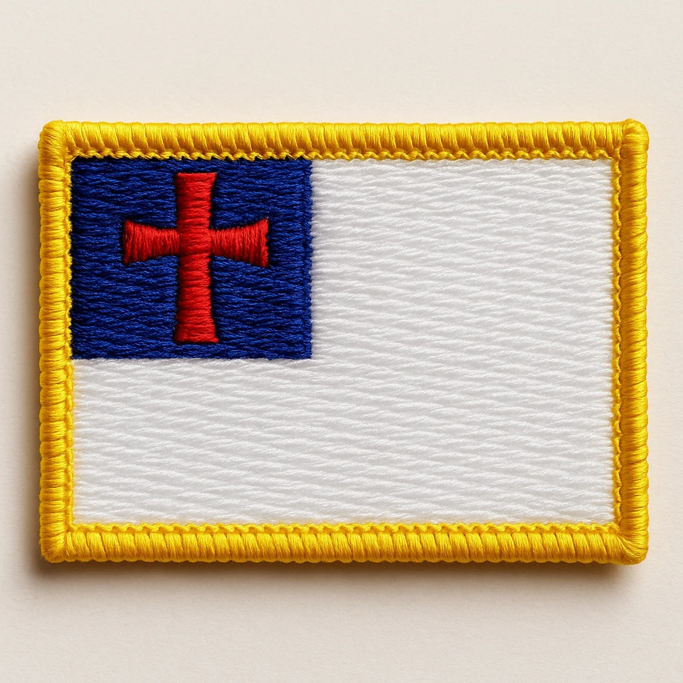 CHRISTIAN FLAG PATCH JESUS CHRIST RELIGIOUS embroidered iron-on EMBLEM JESUS new - Image 1 of 4
