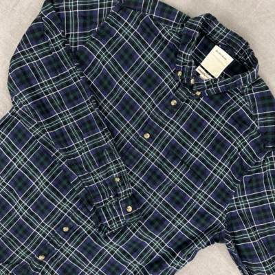 Camisa Life/After/Denim Para Hombre 1 (S-M) Azul Verde A Cuadros Manga Larga Abotonada Foto 1 de 4