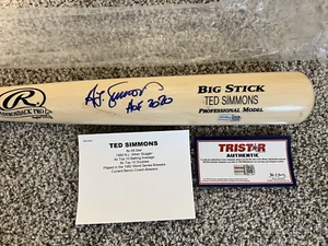 Ted Simmons Autographed Rawlings Name Model Bat Inscribed "HOF 2020" TRISTAR - Picture 1 of 5