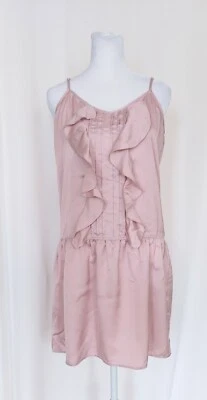 原装 Frenchi 中号细肩带荷叶裙粉色 — 第 1/4 张图片