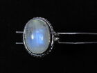 Natural Blue Rainbow Moonstone 925 Solid Sterling Silver Ring Size US 6.5