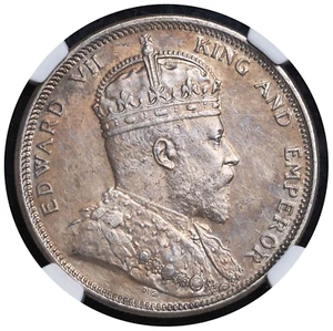 1904, Straits Settlements, Edward VII. Large Silver Trade Dollar Coin. NGC AU+ - Picture 1 of 3