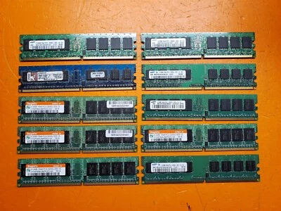 ⭐️⭐️⭐️⭐️⭐️ Lot of 10 Assorted Desktop 512MB PC2-3200 DDR2-400 RAM Memory Sticks - Image 1 of 2