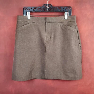 41 Hawthorne 12 Falda Samantha Sarga Marrón Brezo Tela Elástica Bolsillos Nueva con Etiquetas Foto 1 de 4